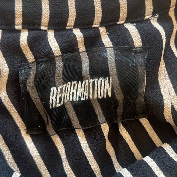 Reformation Black and White Striped Wide Leg Pants Size 2 - Picture 3 of 7